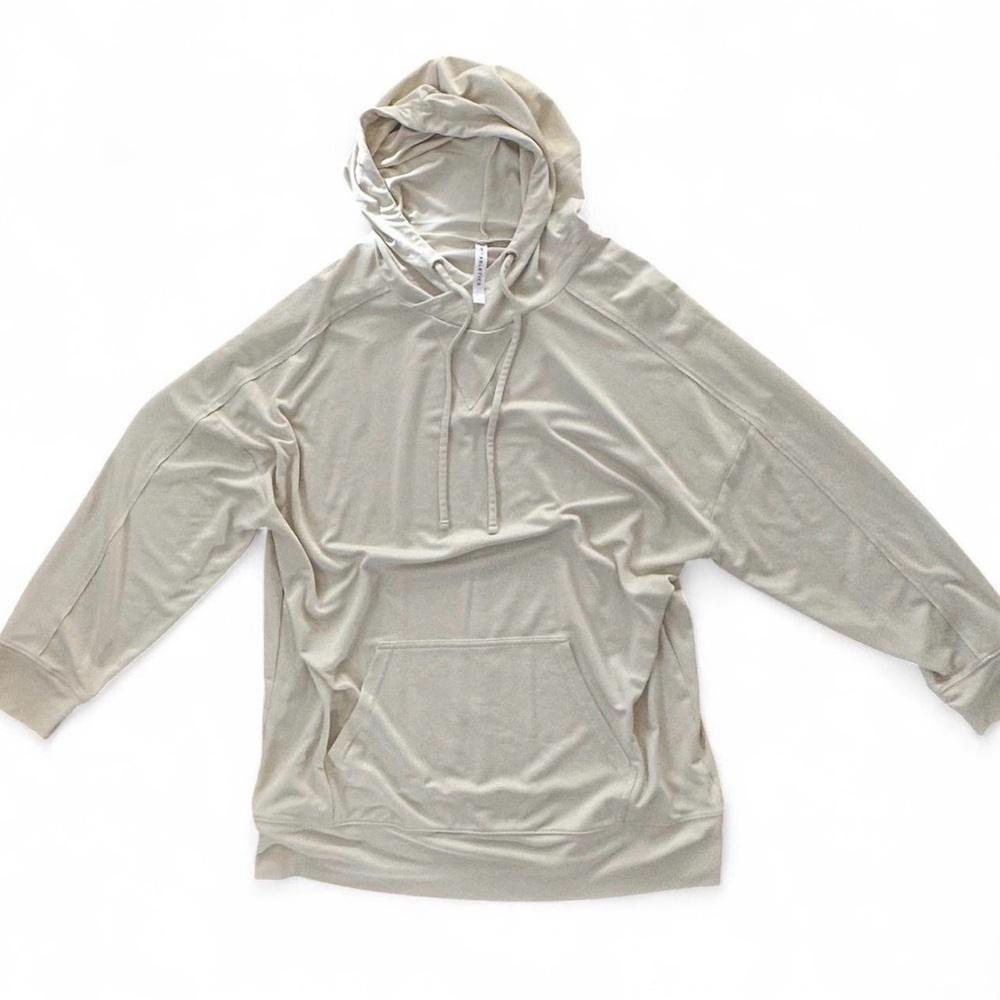 Fabletics Light Yellow Cream Hoodie Long Sleeve Womens Sz Large Workout Gym Top